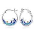 YFN Factory Sale Jewelry 925 Sterling Silver Enamel Ocean Wave Hoop Earrings for Women