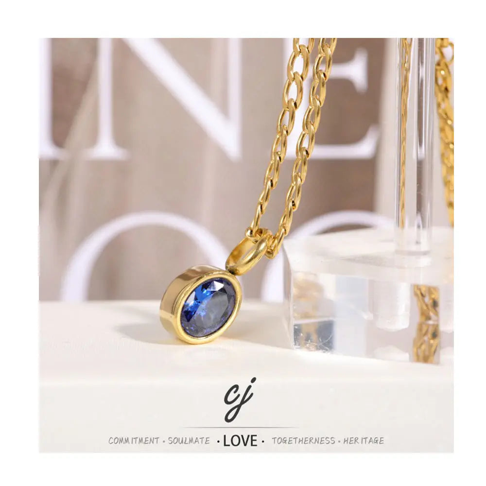 Carline Choker Necklace Women Fashion Jewelry Hot Sale Stainless Steel 18K Gold Plated With Zircons Custom Pendant for Women