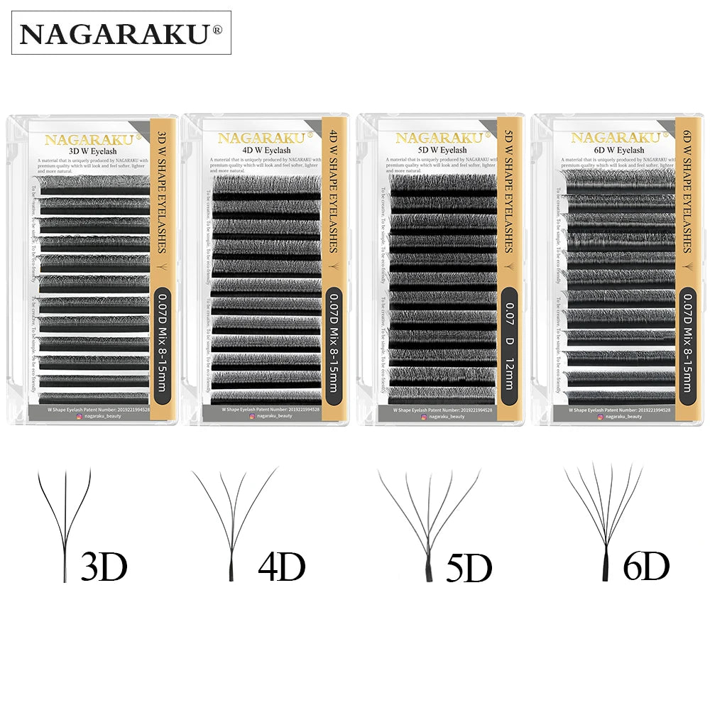 NAGARAKU 3D-6D Mink Shape W  Pre Made Fans Eyelash Extension Volume Blooming Mink Eyelashes 3D Bundle Eyelash