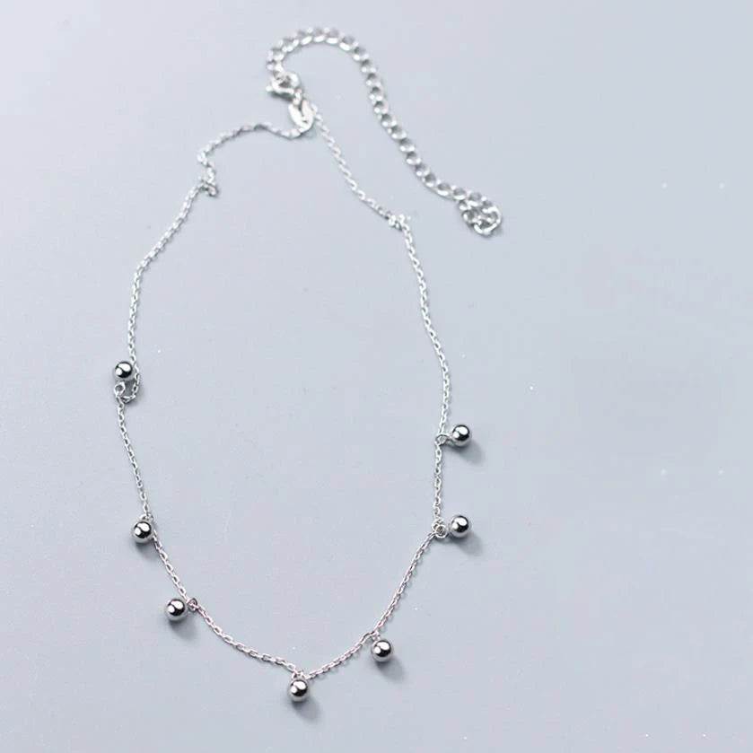 100% 925 Solid Sterling Silver Jewelry Beads Pendant Short Clavicle Necklace MegaBDM