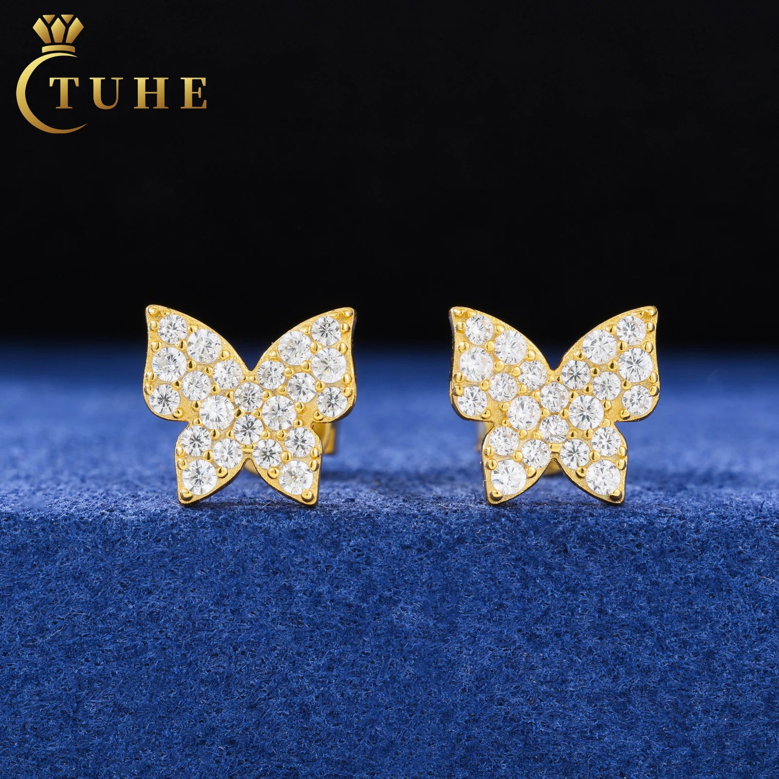 Fashionable Design Women Gift Jewelry 925 Sterling Silver VVS Moissanite Diamond Iced Out Butterfly Stud Earring