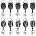 Retractable Badge Reel with Carabiner Belt Clip and Key Ring for Key Holder Black Keychain