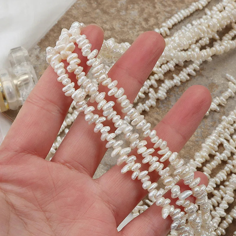 Wholesale Fresh Water Pearl Beads 3-4mm Irregular Flat Small Pearl DIY Jewelry Design Materials