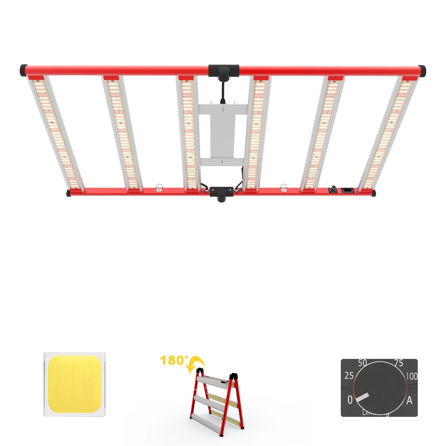 320W Indoor Dimmable Full Spectrum 6-Bar LED Growing Light Red & Blue for Greenhouse & Grow Tent Plants Aluminum Body IP65 Rated