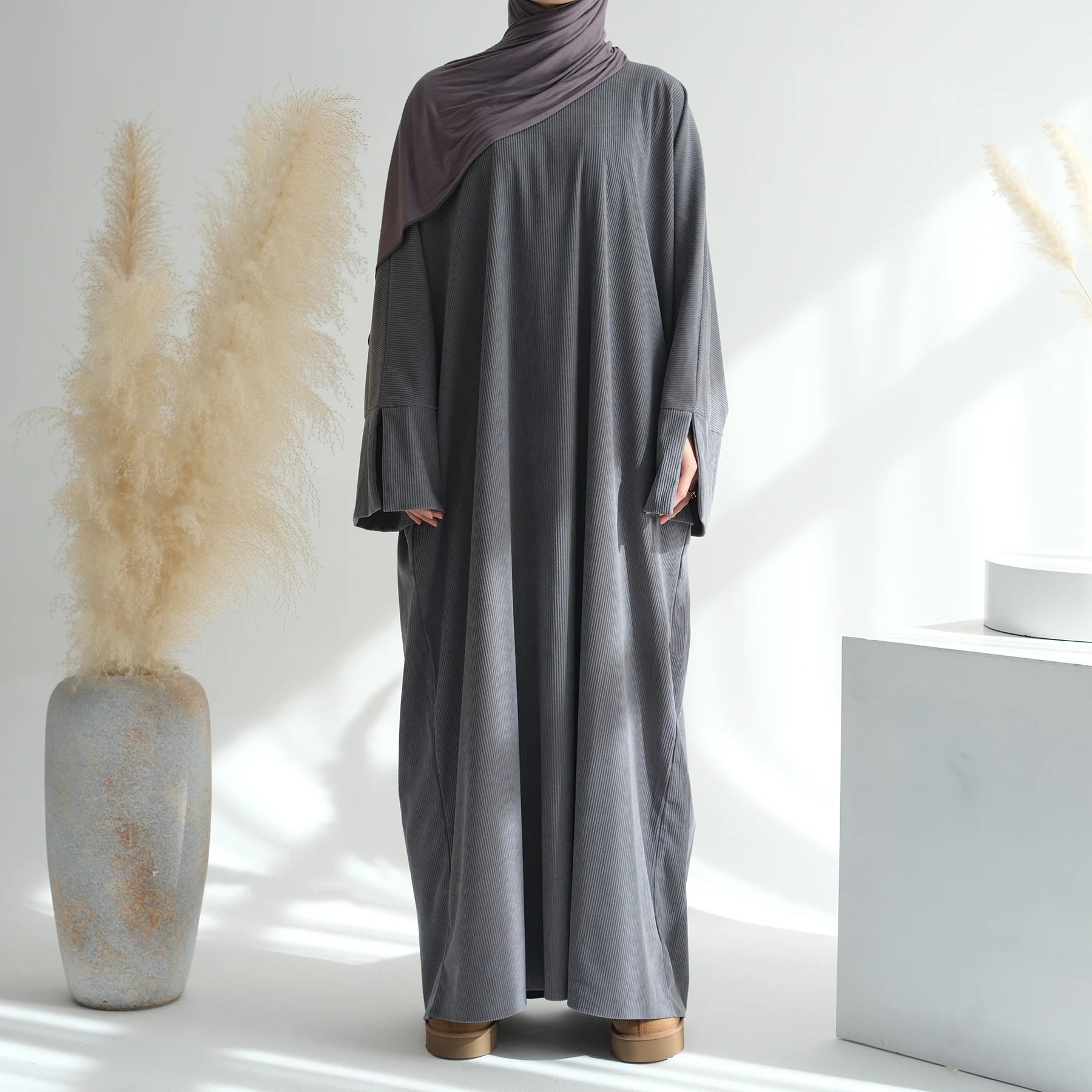 Loriya New Autumn Winter Women Closed Abaya Plain Plus Size Modest Muslim Abaya Islamic Clothing Abaya Women Muslim Dress