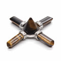 HZ Natural Crystal Crafts Seven Tiger-eye Hexagonal Column Pyramid Pendant for Gifts Jewelry