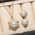 European American Fashion Jewelry Set Wholesale Shell Bead Necklace Earrings Temperament Zircon Jewelry Set for Women