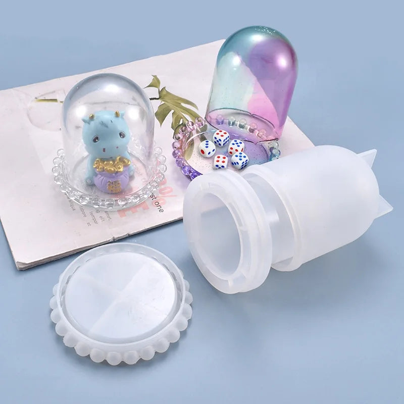 Multi-functional Dome Case Mold DIY Silicone Dice Box Mold for Resin