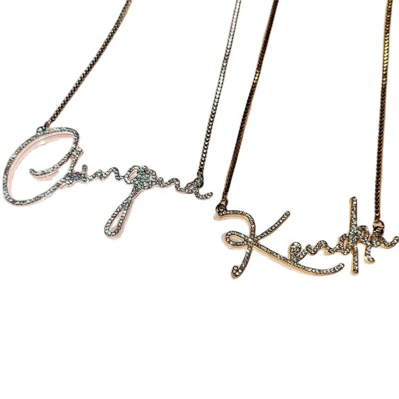 Lateefah OEM Stainless Steel Full Cubic Zirconia Name Pendant Necklace for Women