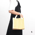 2024 Fashion Bohemian Lady Tote Handbag Women Small Canvas Stripe Pattern Portable All Seasons Travel Dress Style