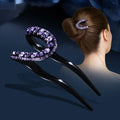 Korean Colorful U-shaped Retro Rhinestone Hairpin Girl Fashion Hairpins Black Resin Hair Pin Fork Accessories for Hair Bun