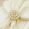 Luxury Wedding Napkin Holder Pearl Flower Napkin Ring With Beads Made Metal Alloy Christmas Party Table Decor