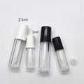 Custom Label Mini 1/2.5ml Round Plastic Lipstick Tubes with White Black Lids & Brushes Lip Gloss Samples