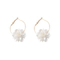 Fashion Simple Floral Huggie Earrings Jewelry Women Sweet Gold Plated Resin White Flower Hoop Earrings for Women