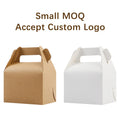 Accept Custom Logo Party Favour Gift Packaging Kraft Paper Box With Handle Cupcake Candy Box for Party Supplies Goodie Gable Bag