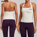 PASUXI Women's High Support Breathable Halter Yoga Sports Bra Four-Way Stretch Quick Dry Workout Crop Top Pilates Gym