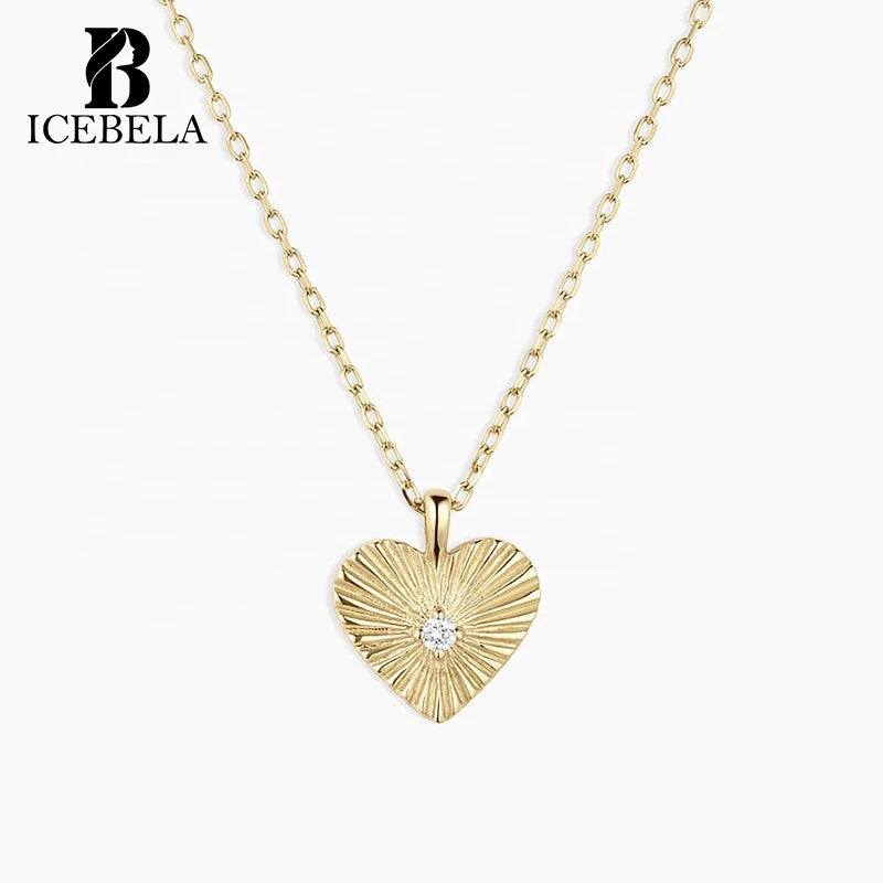 ICEBELA Trendy 925 Sterling Silver Valentine's Day Unique Gifts Girls Fine Jewelry Zircon Vintage Heart Necklaces for Women