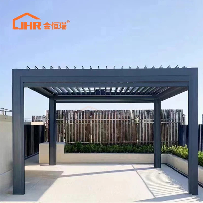 JHR Customized Luxury Outdoor Garden Motorized Arches Pergolas Aluminum Gazebo Pergolas