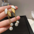 AA01017 Vintage Leaf Pearl Earrings Pearl Drop Earrings Stud Earring Jewelry Gift for Women Girls
