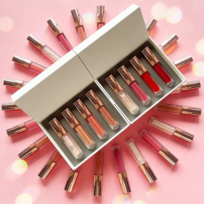 Long Lasting Waterproof Shine Liquid Lipstick Set Lip Makeup Gift Kit 4Pcs Moisturizing Glossy Lip Gloss Set