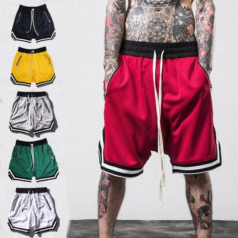 Hot Sale 100% Polyester Men's Board Shorts Breathable Elastic Waist Sports Pants for Training Running Basketball Knee Plain Dyed