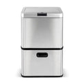 Sustainable 60-Liter Sensor Trash Can With 3 Compartments Silver Stainless Steel Standing Structure for Home School