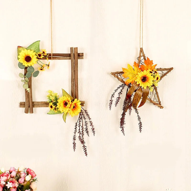 Rustic Sunflower Wood Wall Door Hanging Sign Vintage Garden Welcome Plaque for Home Patio Party Decoration