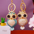 Diamond-encrusted Owl Car Key Chain Female Cute Pendant Metal Key Chain Ring Creative Gift