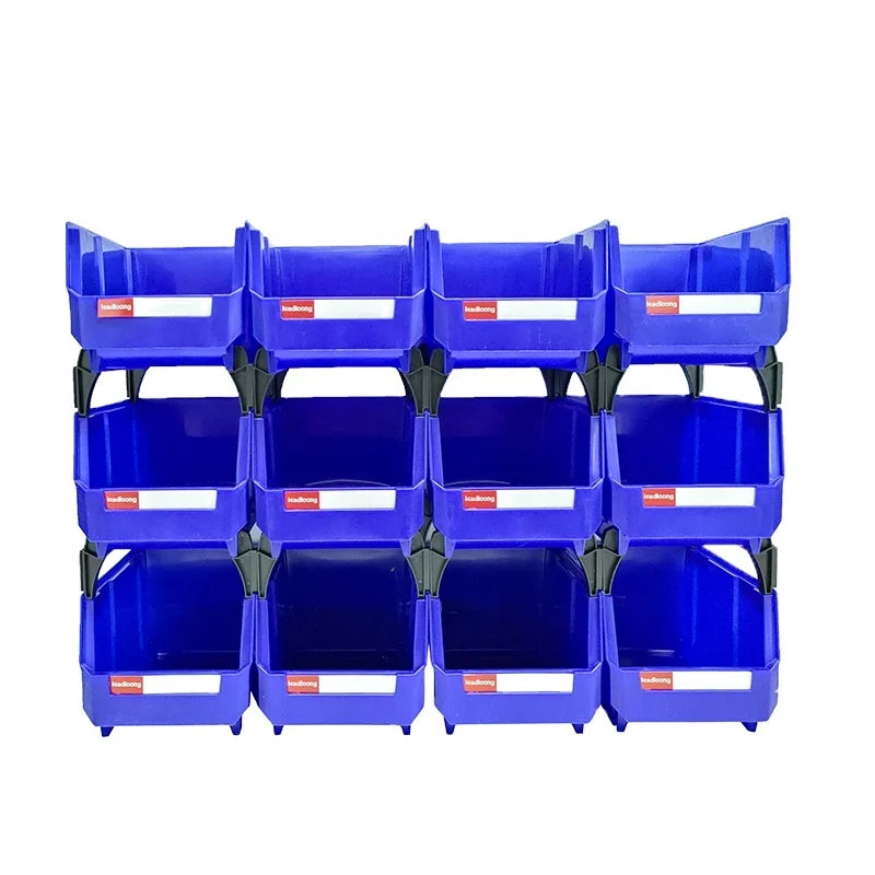 LEADLOONG V2 Customized Color 12-Piece Heavy Duty Stackable Plastic Garage Tool Storage Box 8x5x4in/20x13x11cm