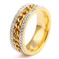 German EPR Packaging Fashion Men Gold Titanium Steel Twist Chain With Cz Stone Finger Ring Twist Stainless Steel Band Rings