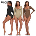 RUIQUWIN Hot Selling New Women Seamless Slim-fit Yoga Long Sleeve Dance Bodysuit Workout Sport Breathable Jumpsuits