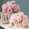 Best Sale 12-Head Silk Rose Artificial Flowers for Home Office Wedding-for Christmas Easter Father's Day Mother's Day