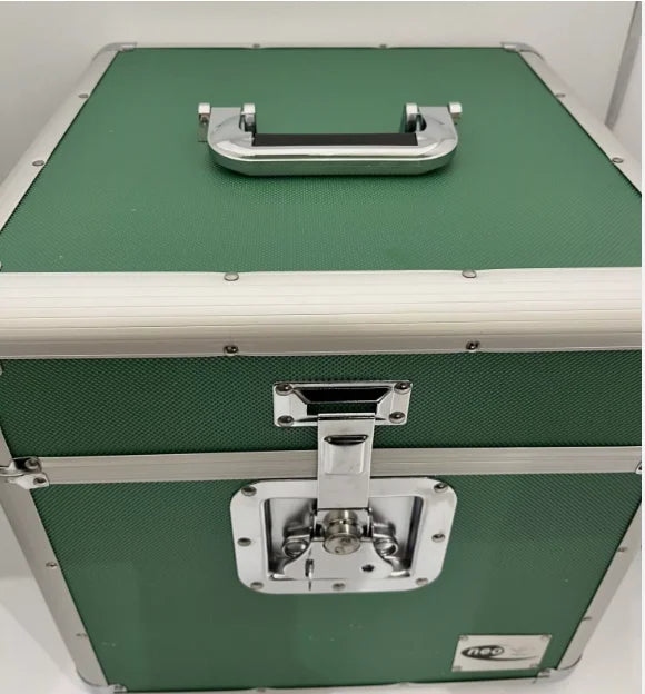 Aluminium 100 LP Vinyl Records Holds 100 DJ Storage Carry Case Vinyl Storage Box with Unique Front Flap Opening