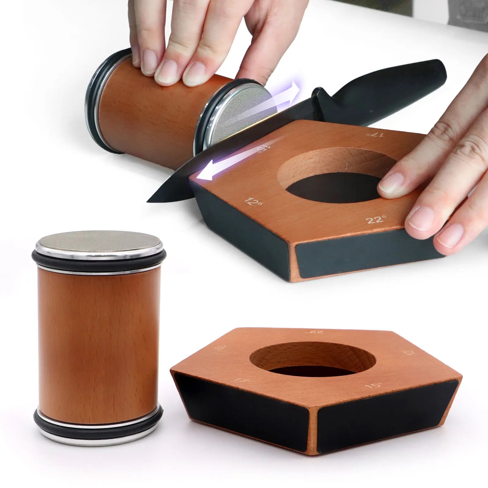 Manual Stainless Steel Kitchen Knife Sharpener Magnetic Diamond Rolling Sharpening Stone 5 Angle Ceramic Polishing Kitchen Tool