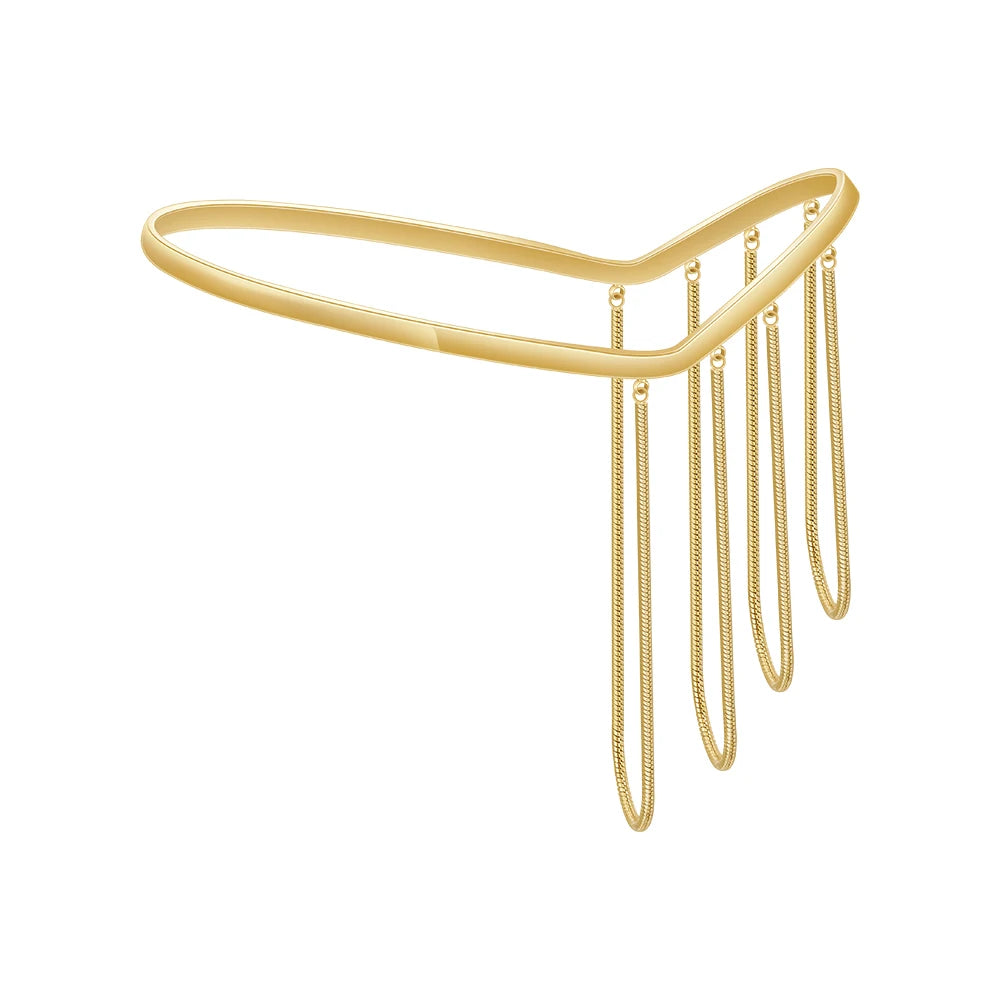 PVD 18K Gold Plated Stainless Steel Jewelry Personality Punk Palm Bracelet Snake Chain Tassels  for Women Bracelet B232382