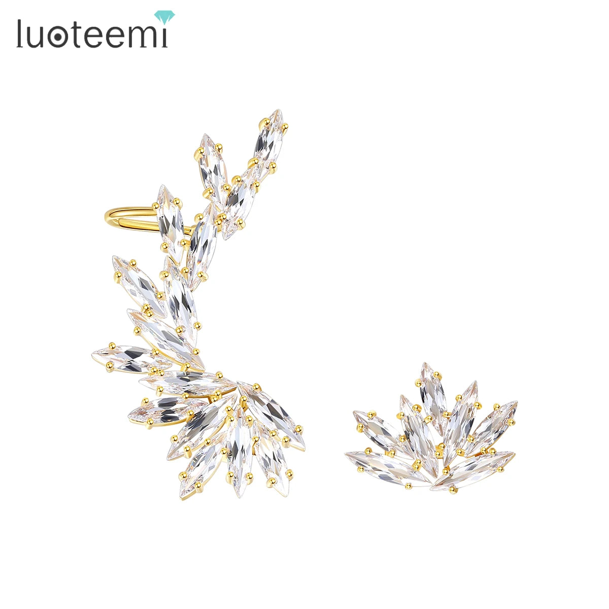 LUOTEEMI Statement Jewelry Crystal Earring Designer Charm Summer Gold Big Delicate Alibaba Bridal Ear Cuff