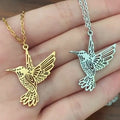 Fashion Non Tarnish Silver 18K Gold Plated Stainless Steel Charm Hummingbird Pendant Necklace Jewelry for Women