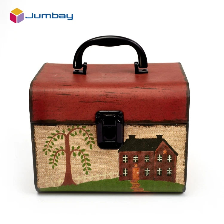 Luxury Recyclable Cardboard Paper Packaging Suitcase Gift Box With Metal Lock Key for Gift Pack