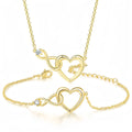 Fine Jewelry Set Valentines Day Gifts 925 Sterling Silver Cubic Zirconia Infinity Love Heart Necklace and Bracelet for Women