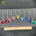 Hot Sale 8x8mm Emerald Ruby Sapphire Moissanite Diamond Pendant Necklace Jewelry 925 Sterling Silver for Women Diamond Necklace