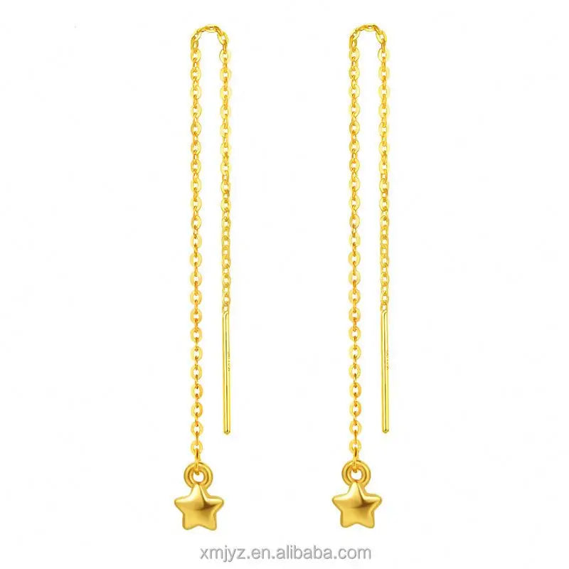 Gold Plated Vietnam Sand Gold Gold Star Long Ear Line Female Niche Feeling Wild Small Star Earrings Five-Pointed Star Earrings
