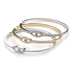 High Quality Sample Designer 18K Gold Plated Stainless Steel Micro Zircon Eye Open Charm Bracelet Unisex Women
