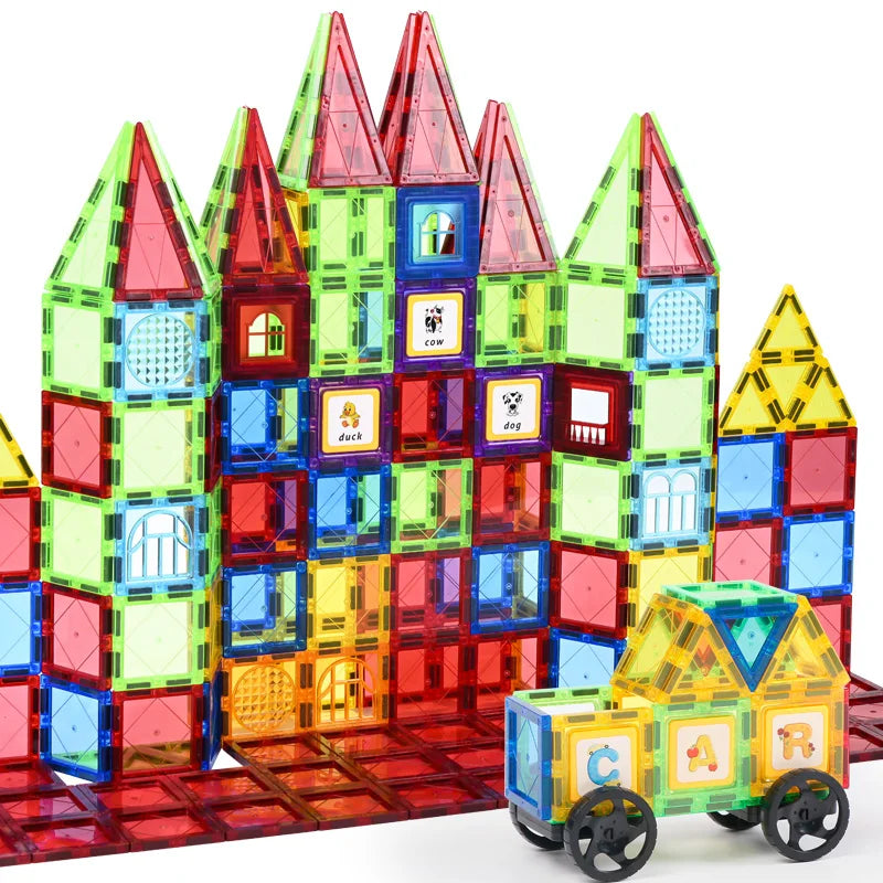 Magplayer Magnetic Building Blocks Game Magnetic Tiles for Kids Plastic Educational Toys 100 Pcs Magnetic Toys Blocks Set