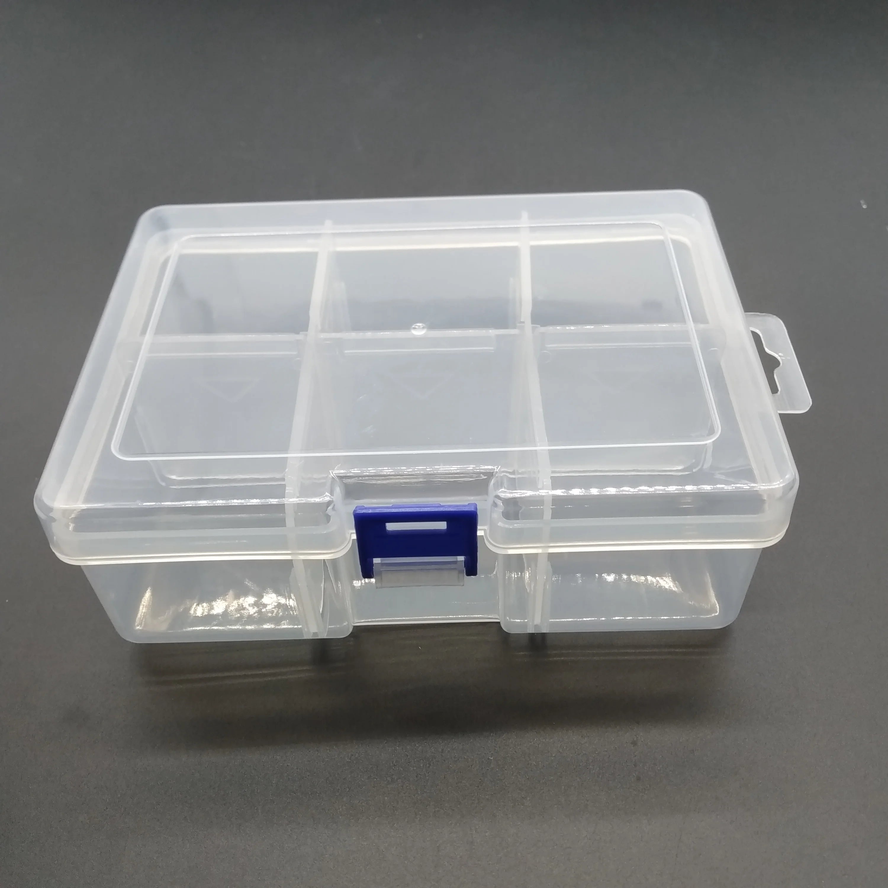 Multi-purpose 6-compartment PP Water Proof square Plastic Fashion Style case Durable Plastic Storage Container
