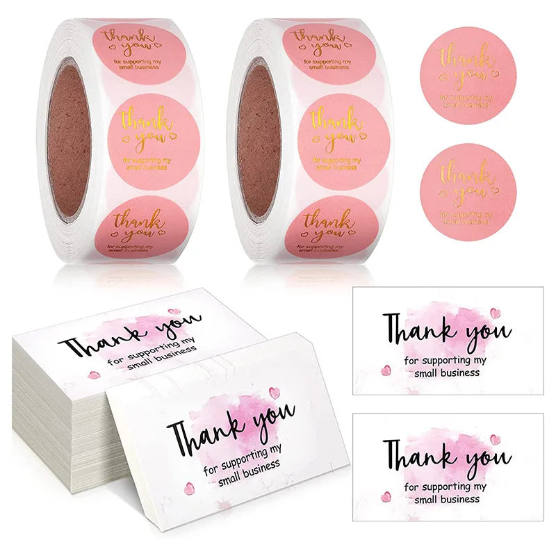 Thank You for Supporting My Small Business Stickers Cards Package Insert Custom Thank You Cards and Stickers