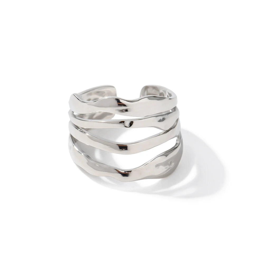 Hip Hop Multi Layers Opening Rings Jewelry Gift Silver Plated Band Layer Open Ring for Women
