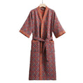 Luxury Lightweight Women 2 Layers Muslin Printed Cotton Spa Bath Robe