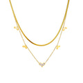 Nabest Tarnish Free 18K Gold Plated Heart Shell Tassel Necklace Women Stainless Steel Snake Chain Double Layers Choker Jewelry