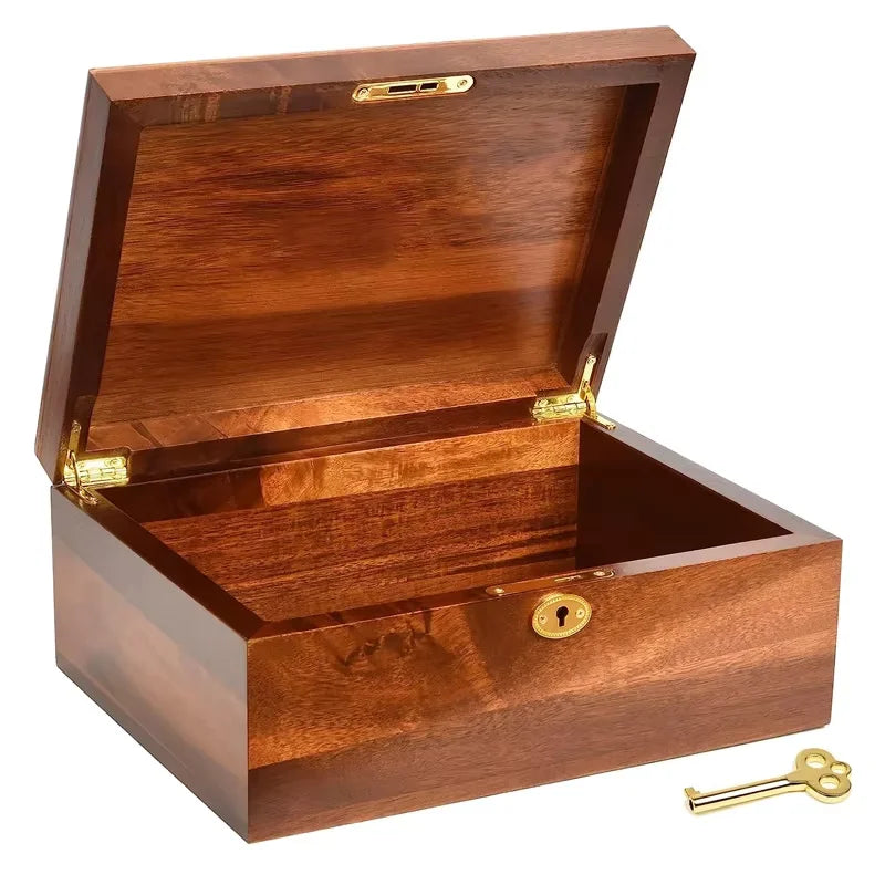 Luxury High Gloss Solid Pine Wood Storage Box Eco-Friendly Painted Keepsake Gift Boxes