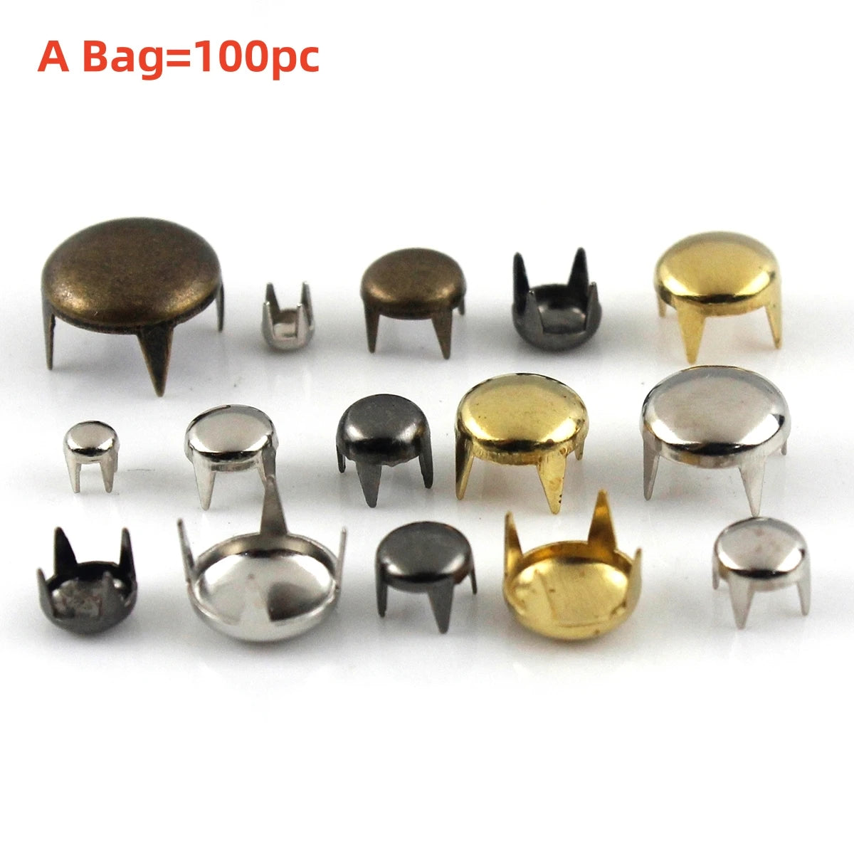 Metal Round Cap Claw Rivets Studs Leather Craft Bag Belt Garment Shoes Collar Decor Accessories 7 Sizes